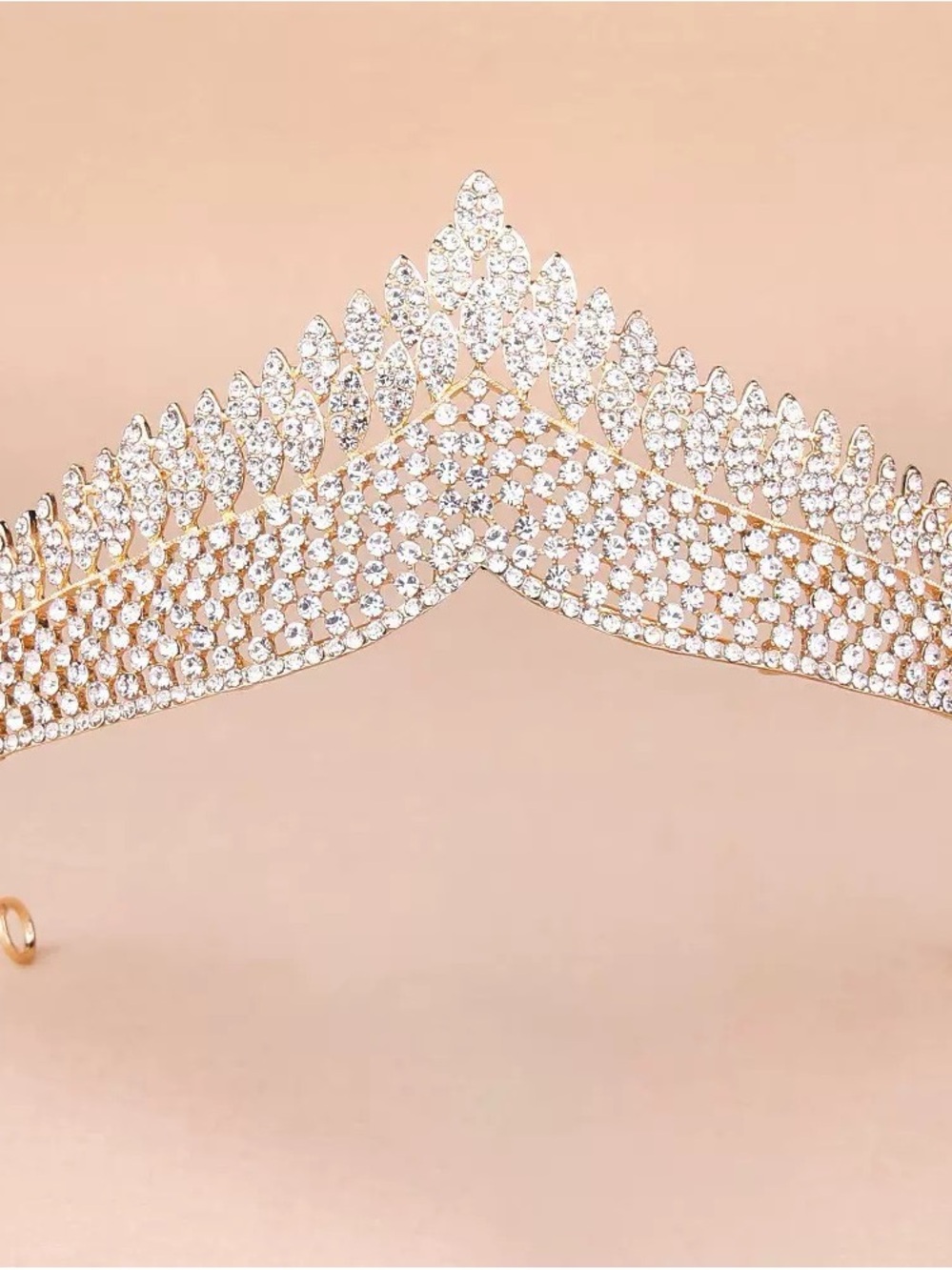 Gold Crystal Bridal Tiara with Clear Rhinestones